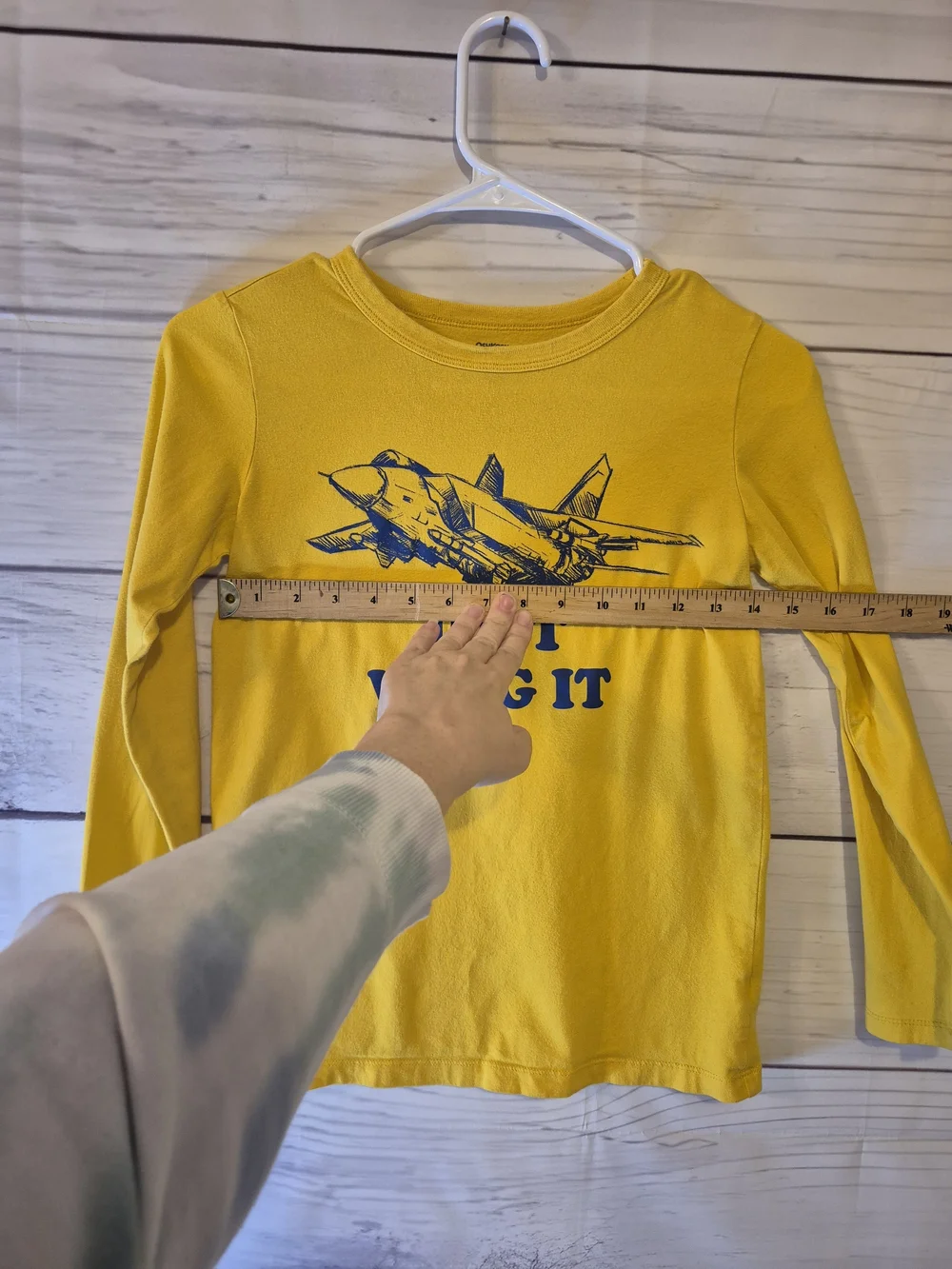 OshKosh B'gosh Yellow Long-Sleeve Tee with Navy Airplane Graphic
